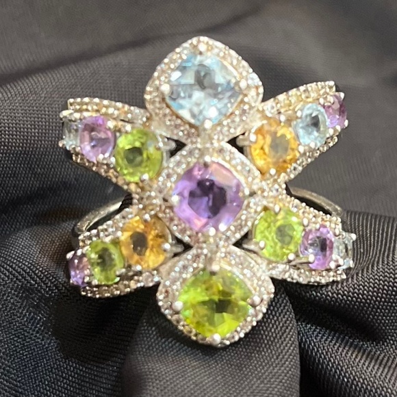 Handset Jewelry - Unbelievable SETTING DOUBLE CROSS WITH 3 LARGER STONES SET DOWN THE CENTER